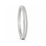 Silver Tone Crystal Leaf Bangle