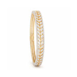 Gold Silver Tone Leaf Crystal Bangle
