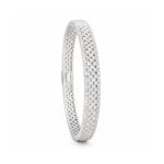 Silver Tone Crystal Hinged Bangle