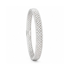 Silver Tone Crystal Hinged Bangle