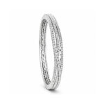 Silver Tone Double-Row Crystal Bangle