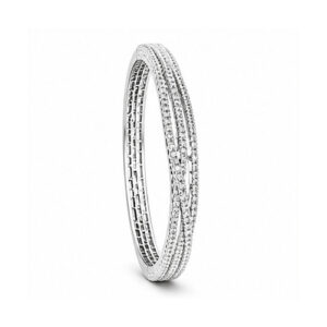 Silver Tone Double-Row Crystal Bangle