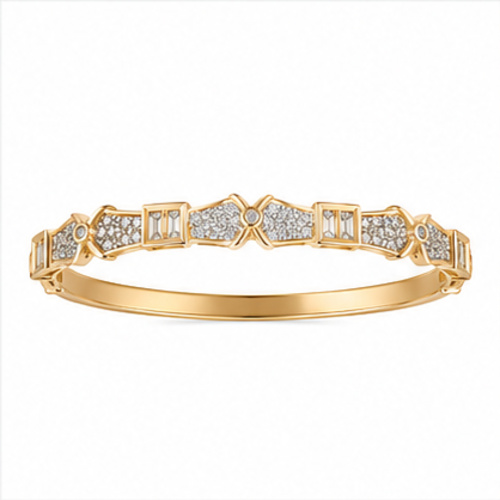 Gold Tone Crystal Accent Slim Bangle