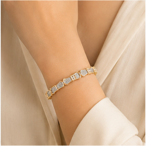 Gold Tone Crystal Accent Slim Bangle - Image 2