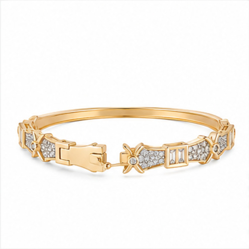 Gold Tone Crystal Accent Slim Bangle - Image 4