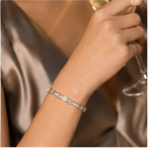 Gold Tone Crystal Accent Slim Bangle - Image 3