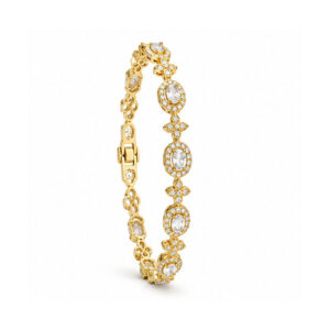 Gold Tone Floral Link Stone Bracelet