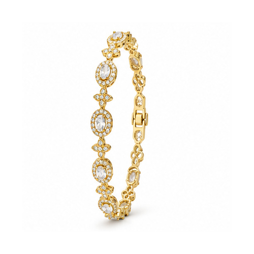 Gold Tone Floral Link Stone Bracelet - Image 3