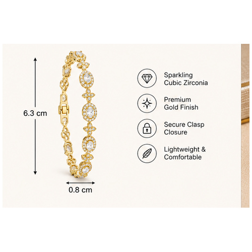 Gold Tone Floral Link Stone Bracelet - Image 7
