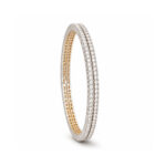 Gold Silver Tone Double-Row Crystal Bangle