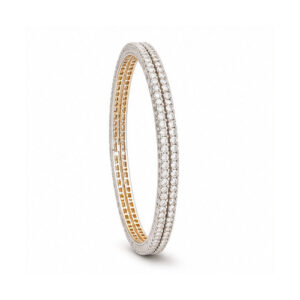 Gold Silver Tone Double-Row Crystal Bangle