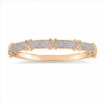 Gold Tone Crystal Accent Minimal Bangle