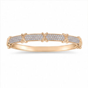 Gold Tone Crystal Accent Minimal Bangle