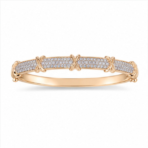 Gold Tone Crystal Accent Minimal Bangle