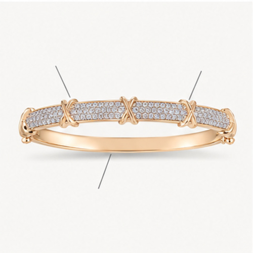 Gold Tone Crystal Accent Minimal Bangle - Image 8