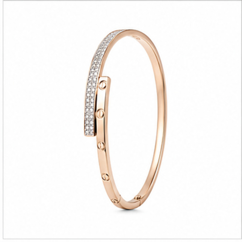 Silver Tone Minimal Oval Bangle - Image 4