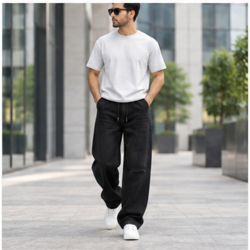 Men's Black Clean Straight/Relaxed Denim Jeans - Image 7