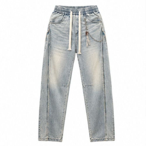 Men's Light Blue Light Fade Relaxed Jogger Denim Jeans