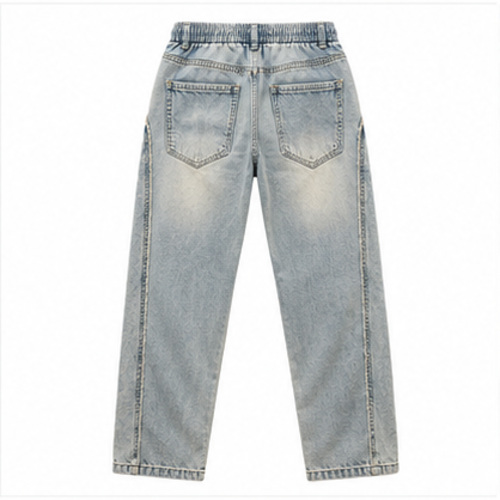 Men's Light Blue Light Fade Relaxed Jogger Denim Jeans - Image 4