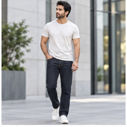 Men's Black Clean Straight/Relaxed Denim Jeans - Image 2