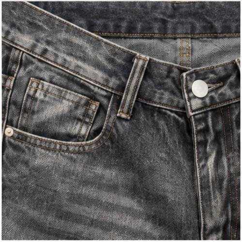 Men's Charcoal Grey Heavy Fade Straight/Relaxed Denim Jeans - Image 3