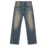Men's Mid Blue Light Fade Straight Relaxed Denim Jeans