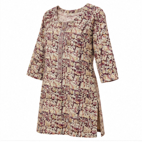Beige Black Printed Straight Kurti - Image 3
