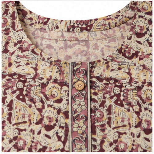Beige Black Printed Straight Kurti - Image 6