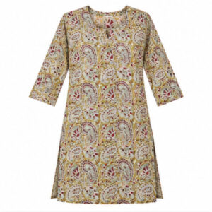 Beige Paisley Printed Straight Kurti