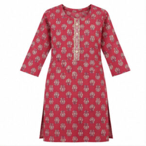 Pink Floral Printed Straight Kurti