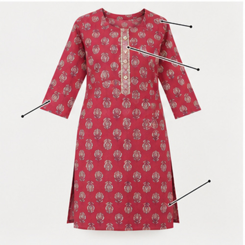 Pink Floral Printed Straight Kurti - Image 8