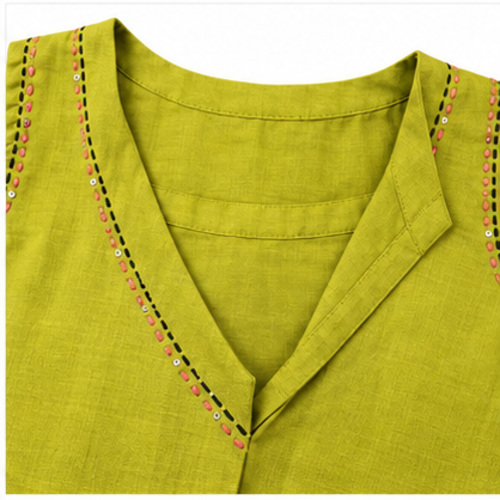 Lime Green Sleeveless Embroidered Kurti - Image 5