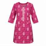 Pink Printed Straight Kurti