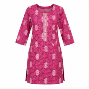 Pink Printed Straight Kurti
