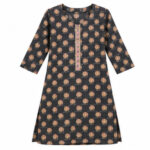 Charcoal Floral Printed Straight Kurti