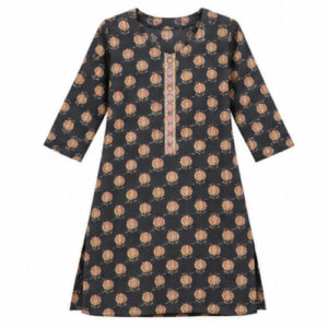 Charcoal Floral Printed Straight Kurti