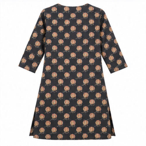 Charcoal Floral Printed Straight Kurti - Image 5