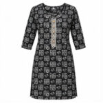 Black Geometric Printed Straight Kurti