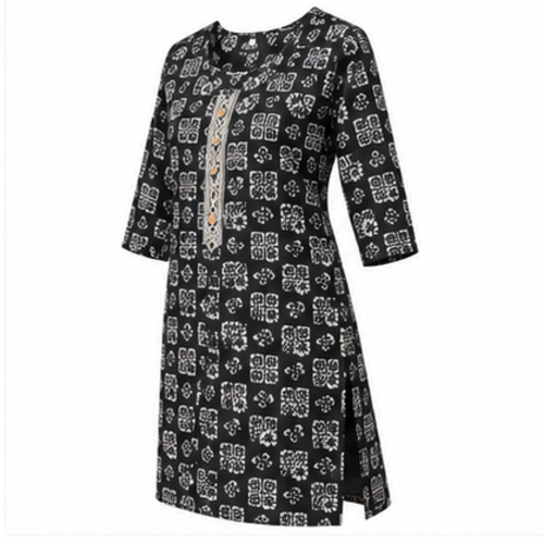 Black Geometric Printed Straight Kurti - Image 3