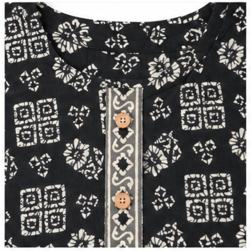 Black Geometric Printed Straight Kurti - Image 6