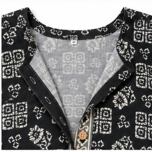 Black Geometric Printed Straight Kurti - Image 7