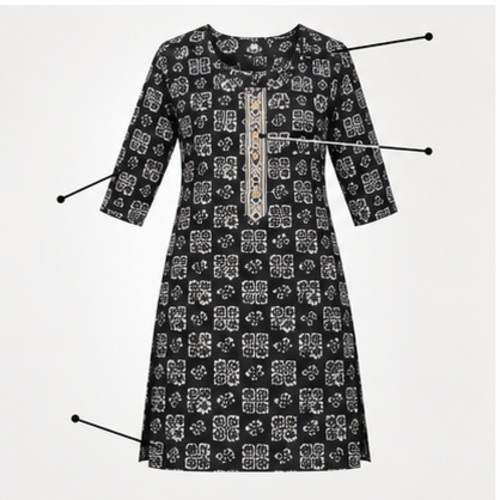 Black Geometric Printed Straight Kurti - Image 8