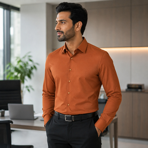 Orange Men's Casual,Party Shirt - Image 2