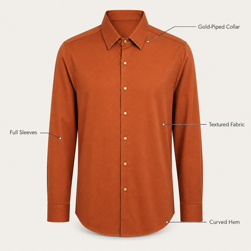 Orange Men's Casual,Party Shirt - Image 7