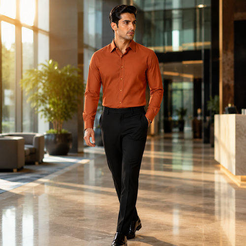 Orange Men's Casual,Party Shirt - Image 8