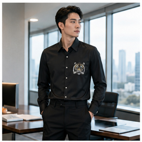 Black Men's Casual,Party Shirt - Image 2