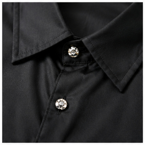 Black Men's Casual,Party Shirt - Image 5