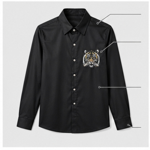 Black Men's Casual,Party Shirt - Image 7