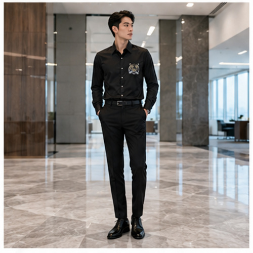 Black Men's Casual,Party Shirt - Image 6