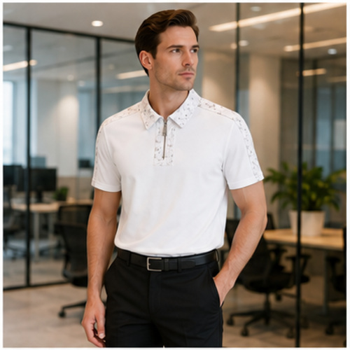 White Men's Printed Designer Shirt - Image 2